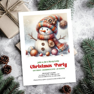 Timeless cartoon snowman kids invitation digital