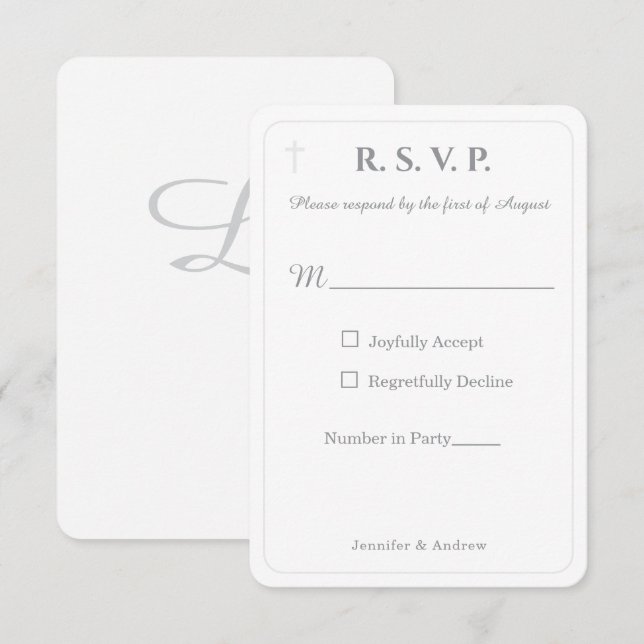 Timeless Catholic Monogrammed Response Card (Front/Back)