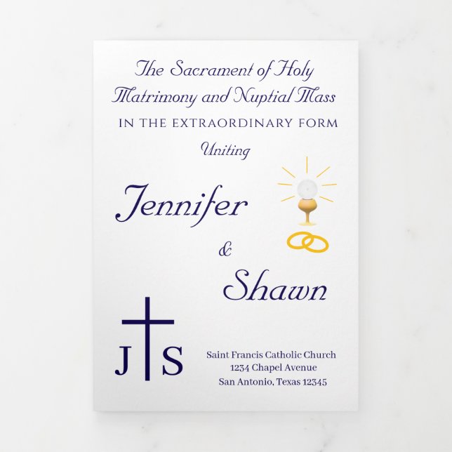 Timeless Catholic Monogrammed Trifold Program (Cover)