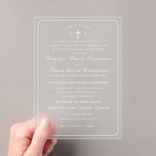 Timeless Catholic Monogrammed Wedding Invitation