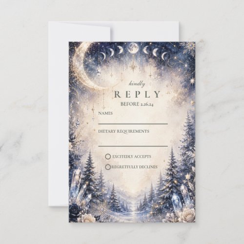 Timeless Celestial Winter Wedding RSVP Card