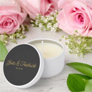 Timeless Charcoal Black and Gold Mini Candle Favors