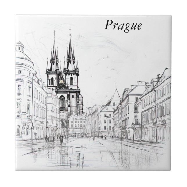 Timeless Charm of the Czech Capital Ceramic Tile (Front)