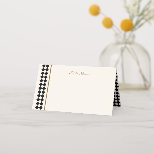 Timeless Checkerboard Meal Choice Place Cards (Front)