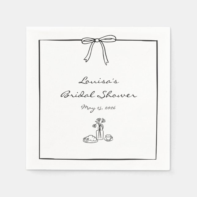 Timeless Chic Coquette Bow Bridal Shower Brunch  Napkins (Front)