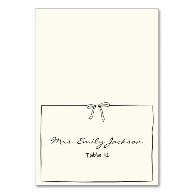 Timeless Chic Coquette Bow Handwritten Place Card (Front)