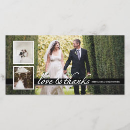 Timeless Chic Wedding Thank You Three Photo Card
