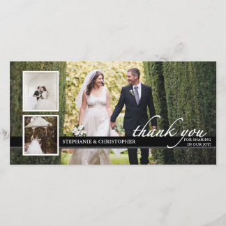 Timeless Chic Wedding Thank You Three Photo Card