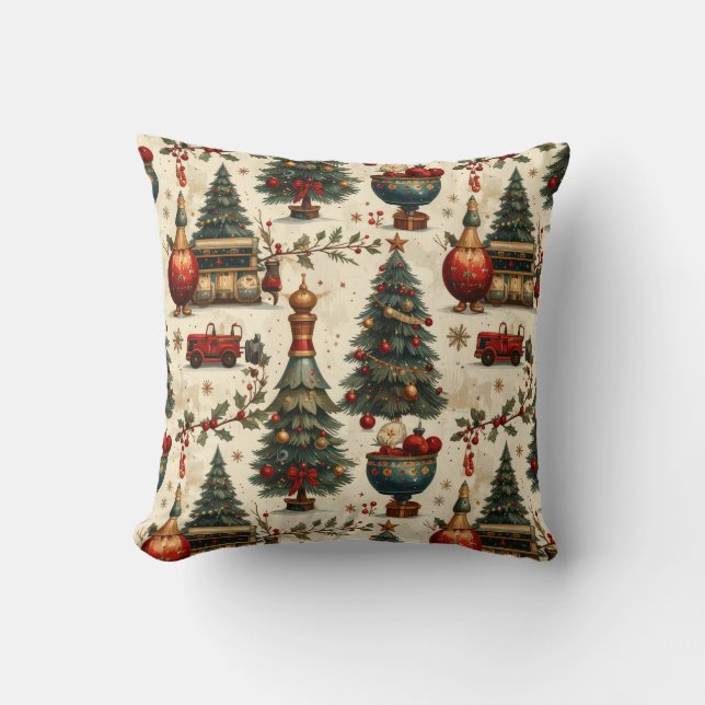 Timeless Christmas Vibes Throw Pillow (Front)