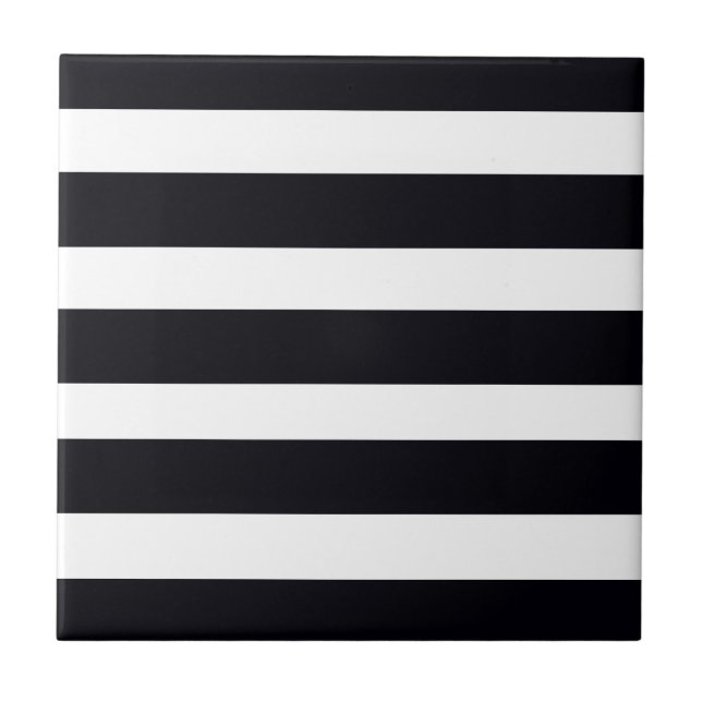 Timeless Classic Black and White Stripes Tile (Front)