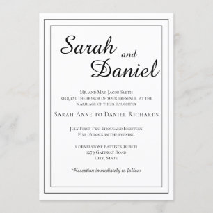 Timeless Classic Elegant Traditional Wedding Bride Invitation