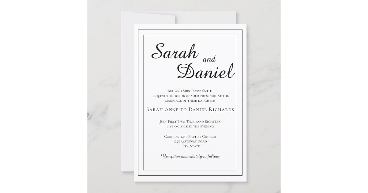 Timeless Classic Elegant Traditional Wedding Bride Invitation | Zazzle