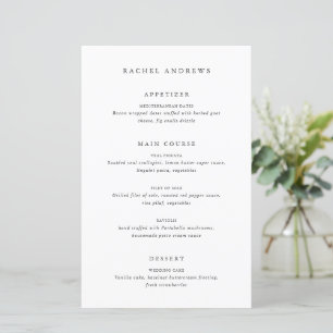 Timeless Classic Formal Guest Name Wedding Menu