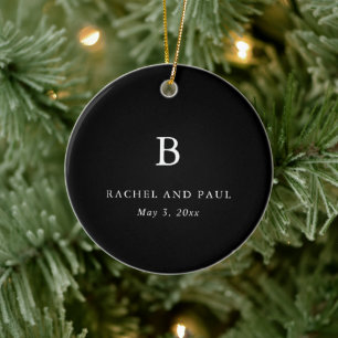 Timeless Classic Formal Photo Monogram Wedding Ceramic Ornament