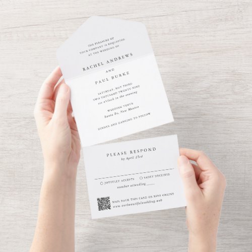 Timeless Classic Formal QR Code Wedding All In One Invitation