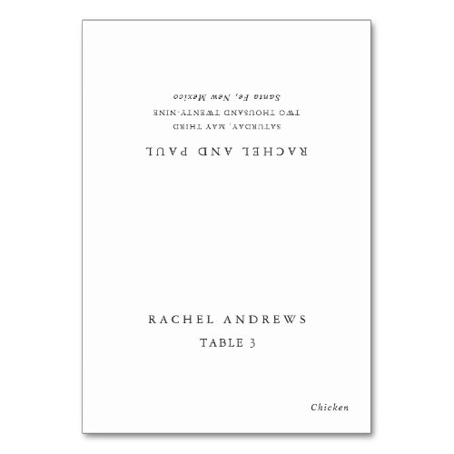 Timeless Classic Formal Wedding Place Card