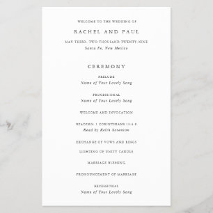 Timeless Classic Formal Wedding Program Flyer