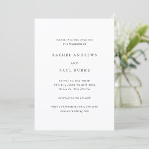 Timeless Classic Formal Wedding Save The Date