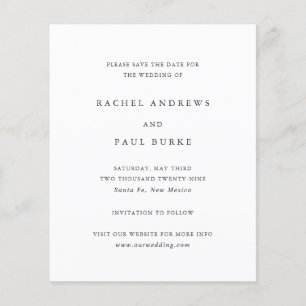 Timeless Classic Formal Wedding Save the Date Flyer