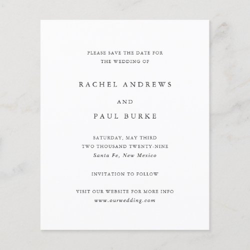 Timeless Classic Formal Wedding Save the Date Flyer