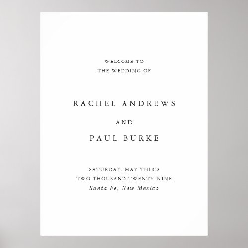 Timeless Classic Formal Wedding Welcome Sign