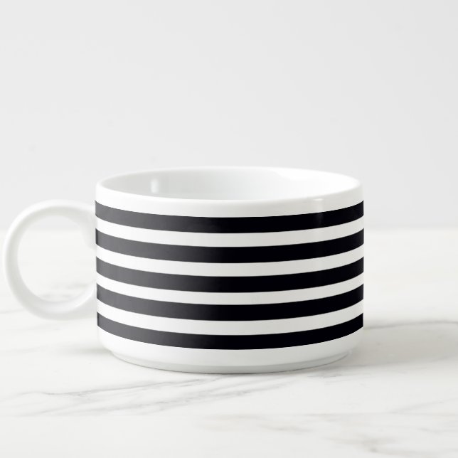 Timeless Classic Modern Chic Black & White Stripes Bowl (Right)