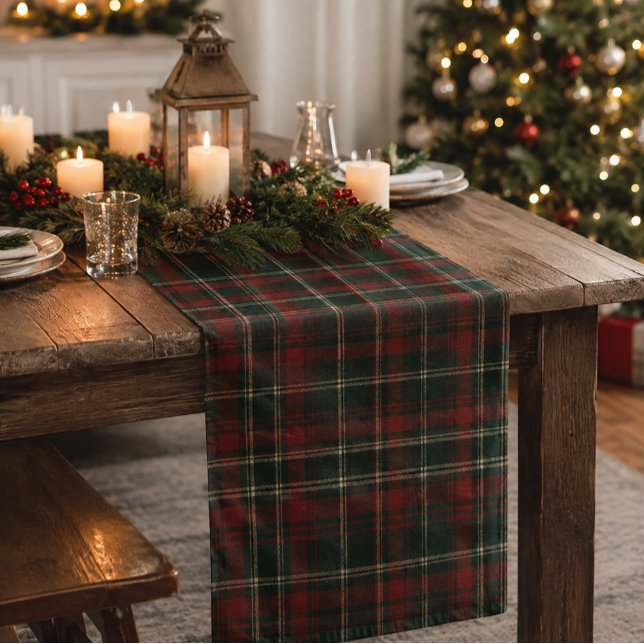 Timeless Classic Plaid Christmas Rich Pattern Red  Short Table Runner (Creator Uploaded)
