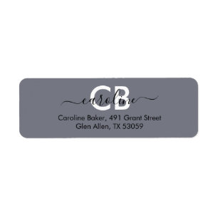 Timeless - Cool Gray Monogram Address Label