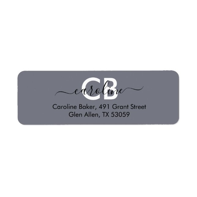 Timeless - Cool Gray Monogram Address Label (Front)
