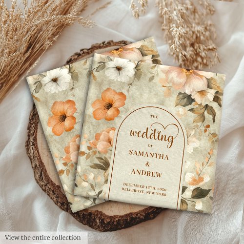 Timeless Copper Sage Green Floral Wedding Napkins