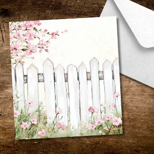 Timeless Cottage White Fence Floral Wedding Envelope Liner