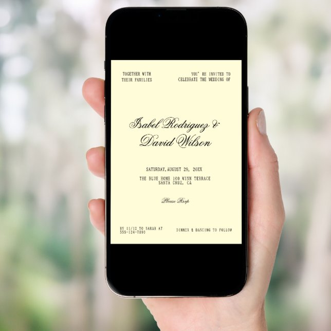 Timeless Cream Script Wedding Invitation (Front Digital)