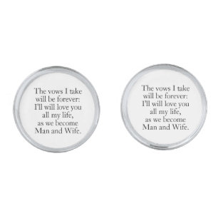 Timeless Custom Wedding Words Song Vows Groom Cufflinks
