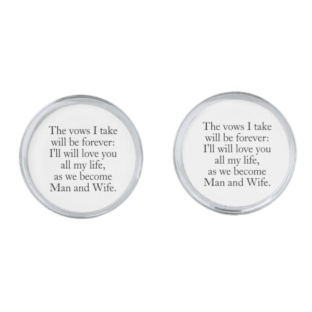 Timeless Custom Wedding Words Song Vows Groom Cufflinks (Front)