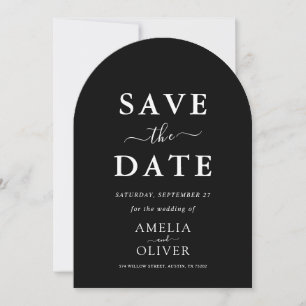 Timeless Dark Black Modern Minimalist Wedding Arch Save The Date