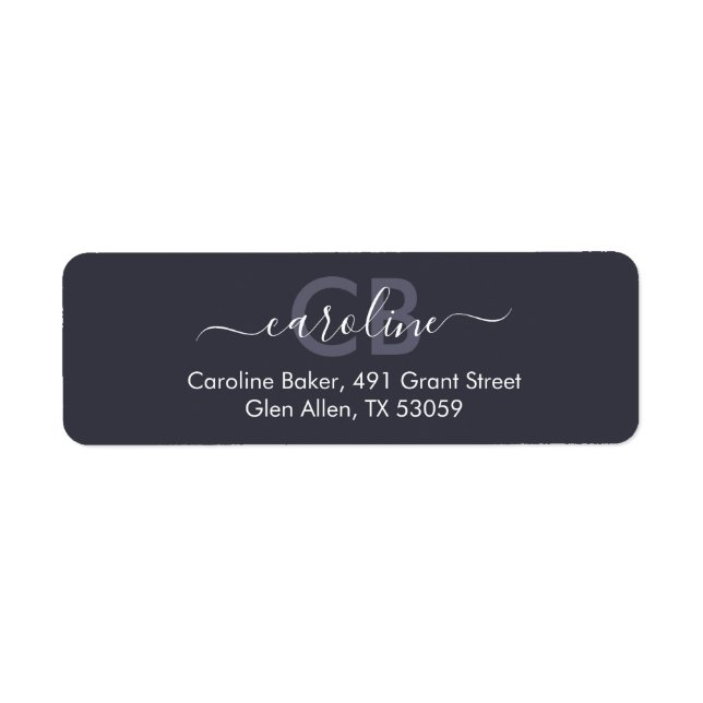 Timeless - Dark Bluish Gray Monogram Address Label (Front)