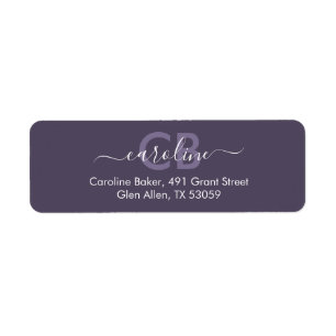 Timeless - Dark Mystic Gray Monogram Address Label