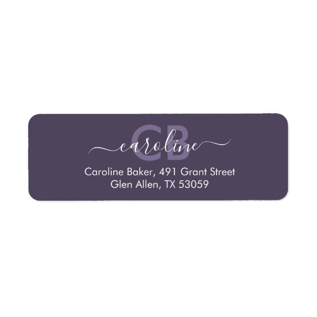 Timeless - Dark Mystic Gray Monogram Address Label (Front)