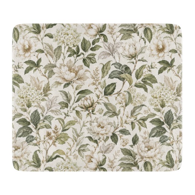 Timeless Delicate Botanical Elegance Cutting Board (Front)