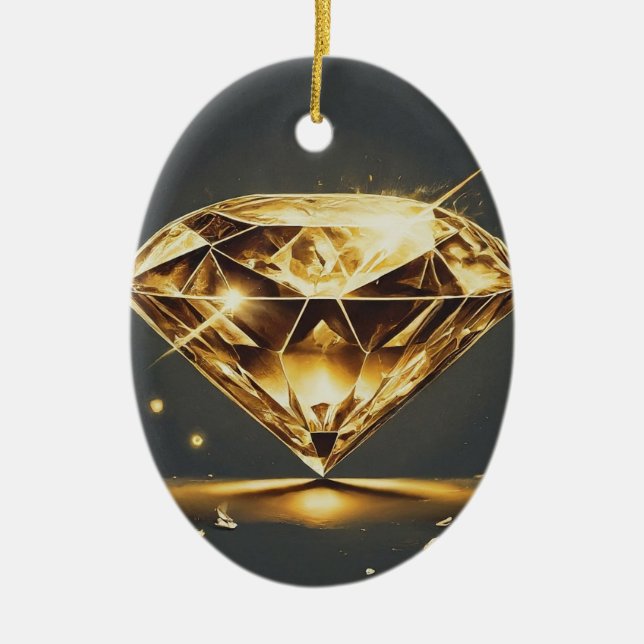Timeless Diamond Gem Ceramic Ornament (Front)