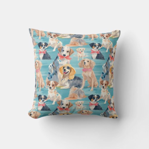 Timeless Dogs of Summer Vintage_Inspired  Throw P Throw Pillow