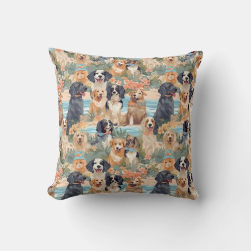 Timeless Dogs of Summer Vintage_Inspired  Throw P Throw Pillow