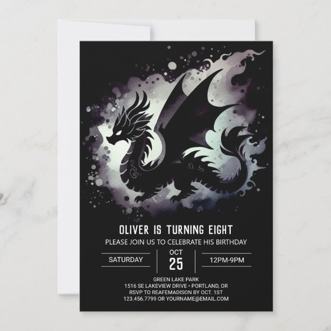 Timeless Dragon Birthday Customizable Invitation (Front)