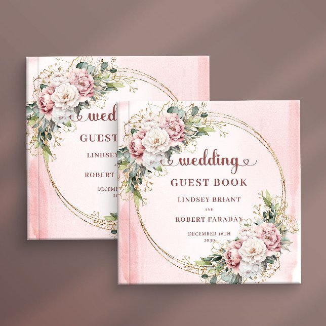 Timeless Dusty Pink Floral Eucalyptus Guest Book (Timeless Dusty Pink Floral Eucalyptus Guest Book)