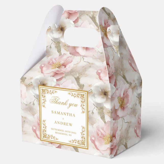 Timeless dusty pink ivory floral wedding favor box (Timeless dusty pink ivory floral wedding favor box)