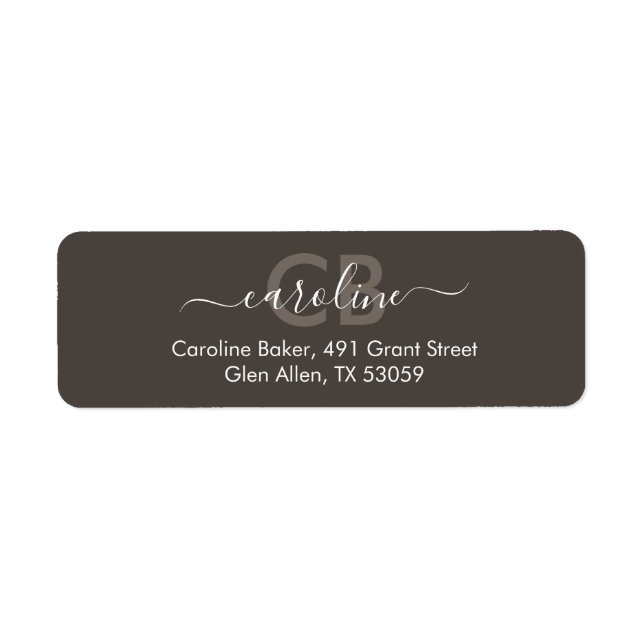 Timeless - Earthy Brown Monogram Address Label (Front)