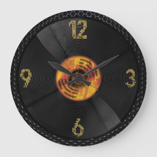 Timeless Echoes: Vinyl Record Large Clock