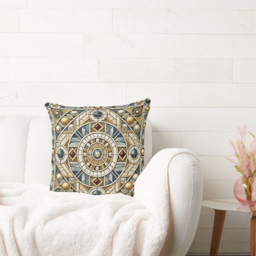 Timeless Elegance An Artistic Mosaic Masterpiece Throw Pillow