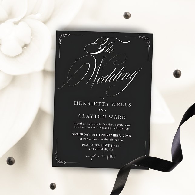 Timeless Elegance Black and White Wedding  Invitation (Creator Uploaded)
