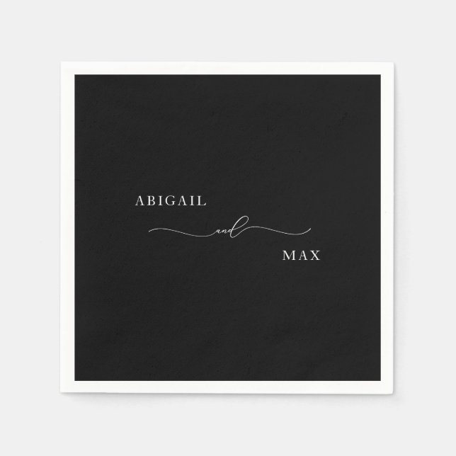 Timeless Elegance Black Custom Wedding Cocktail Napkins (Front)